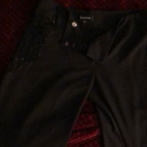 bebe black pants with sequin on side & on pant leg